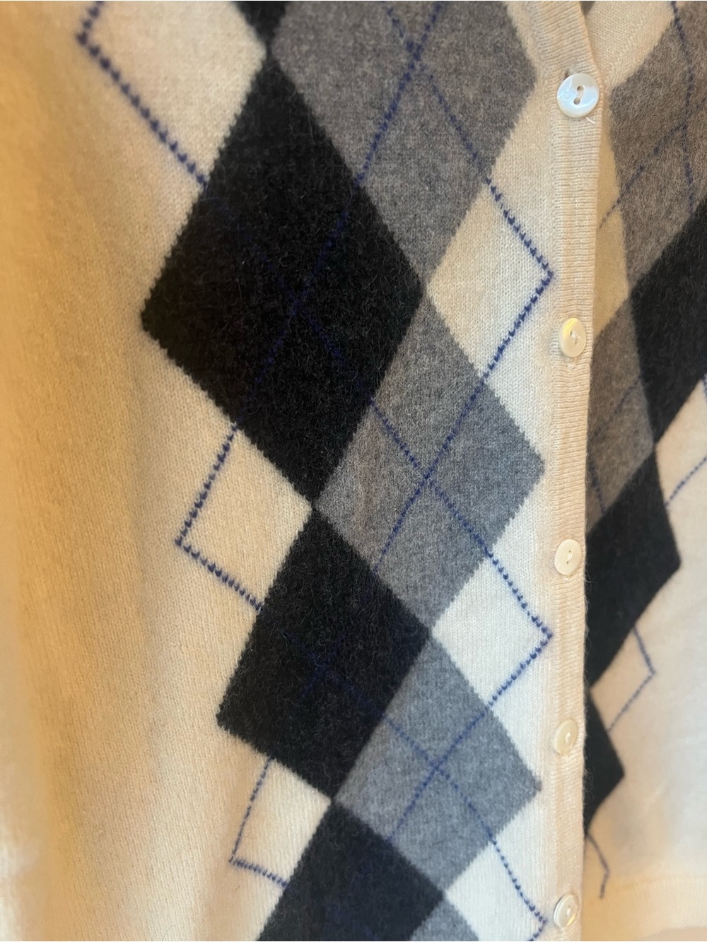 Brooks Brothers 100% Cashmere Cardigan Argyle Women's Large - Picture 7 of 9